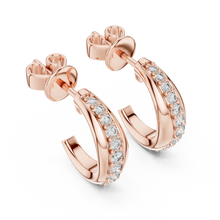 Moissanite graduated pave half hoop earrings in rose 925 sterling silver, view 2