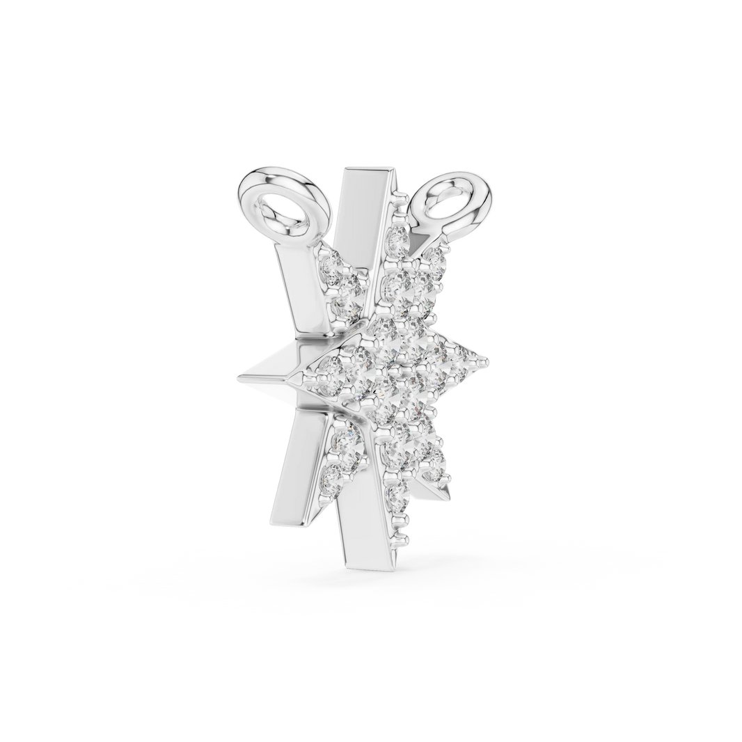 Starburst Pavé Moissanite Pendant in white 925 sterling silver, view 3