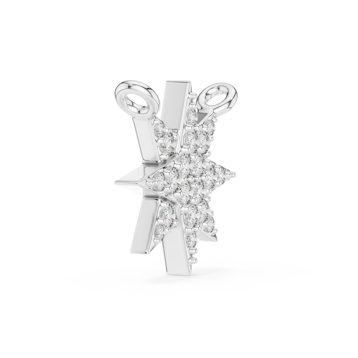 Starburst Pavé Moissanite Pendant in white 925 sterling silver, view 3
