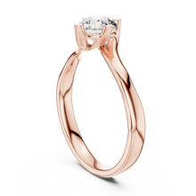 Round Solitaire Moissanite Bypass Twist Ring in rose 925 sterling silver, view 1