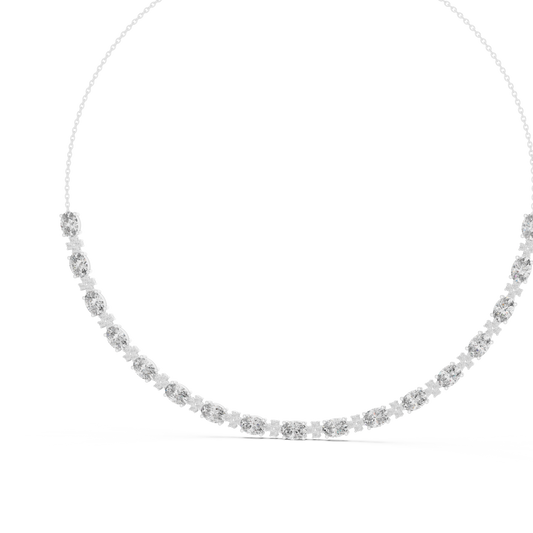 Oval Station Necklace in white 925 sterling silver, view 2
