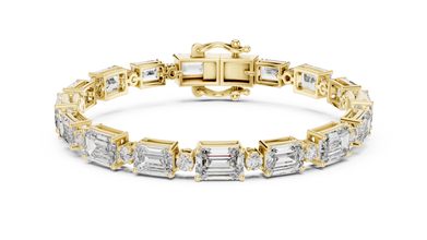 Emerald Cut Station Moissanite Link Bracelet in yellow 925 sterling silver, view 1