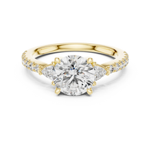 Round Moissanite Ring with Trillion Sides and Pavé Band in yellow 925 sterling silver, view 4