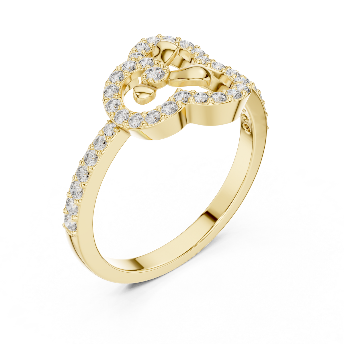 Pavé Clover Outline Moissanite Ring in yellow 925 sterling silver, view 2