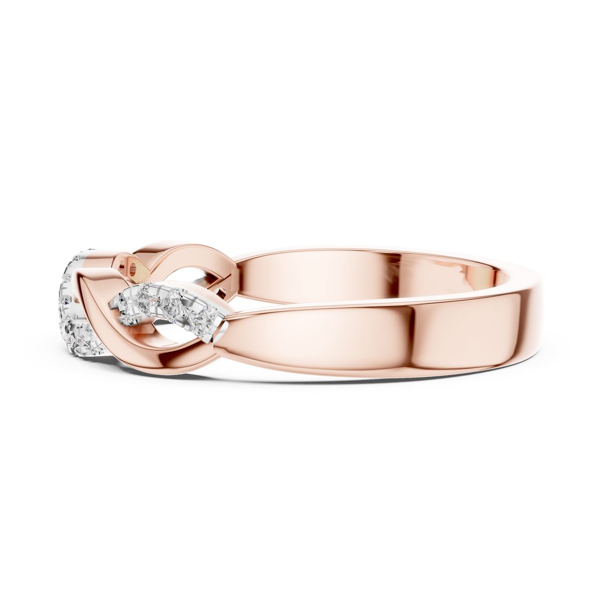 Pavé Twisted Infinity Moissanite Band in rose 925 sterling silver, view 3