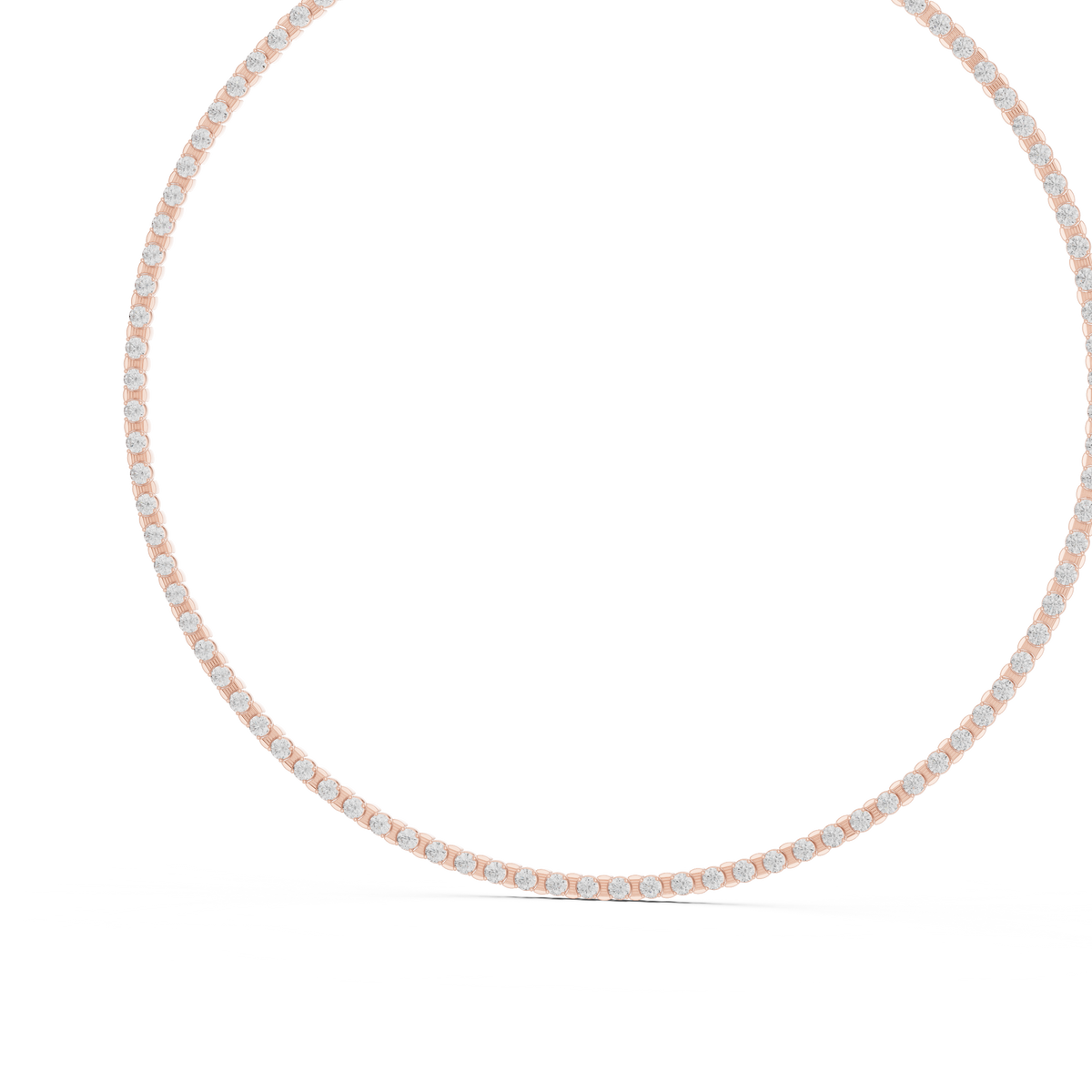 3.3mm Round Tennis Necklace in rose 925 sterling silver, view 2