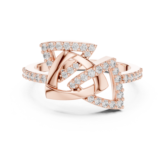 Interlocking Triangle Pavé Moissanite Ring in rose 925 sterling silver, view 4
