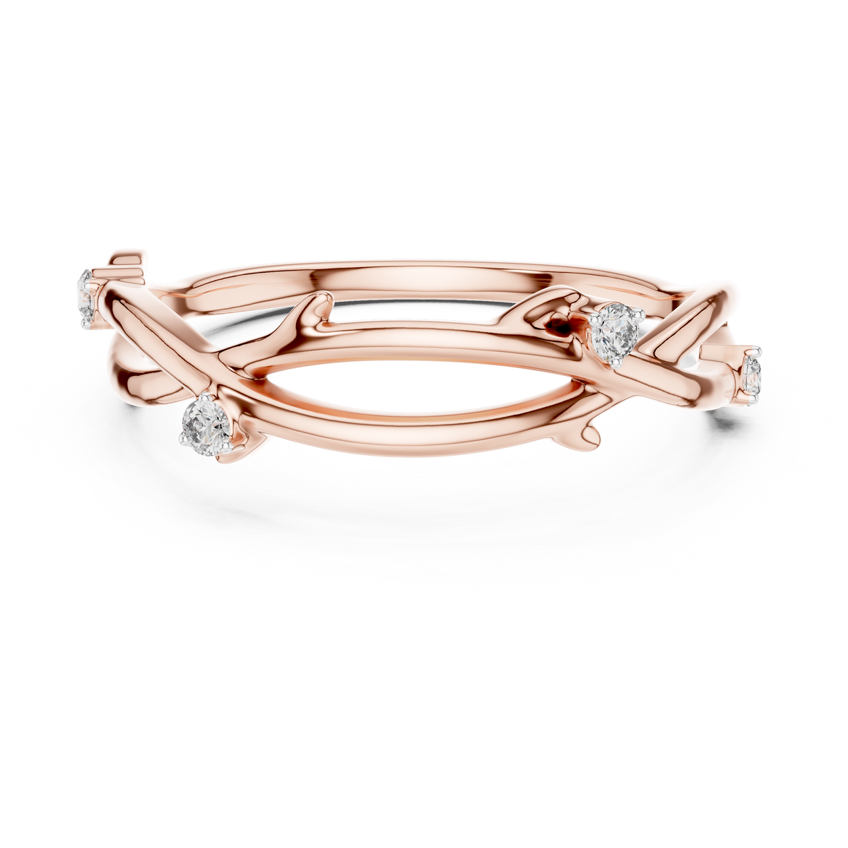 Twig Vine Moissanite Ring in rose 925 sterling silver, view 4
