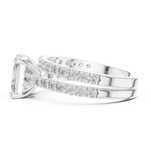 Princess Cut Moissanite Double Pavé Band Ring in white 925 sterling silver, view 3