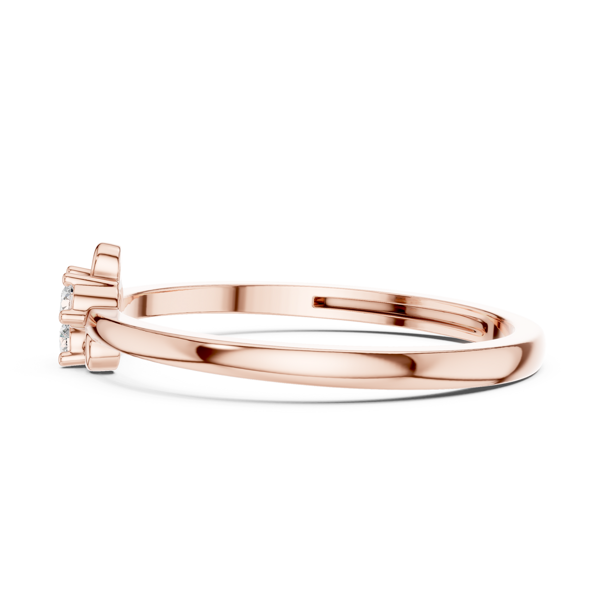Petite Trefoil Cluster Bow Moissanite Ring in rose 925 sterling silver, view 3