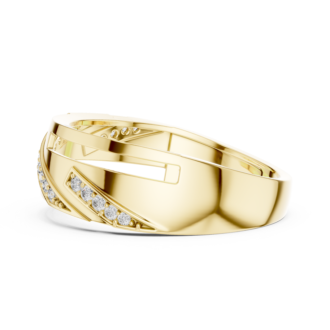 Diagonal Pavé Stripe Geometric Moissanite Band in yellow 925 sterling silver, view 3