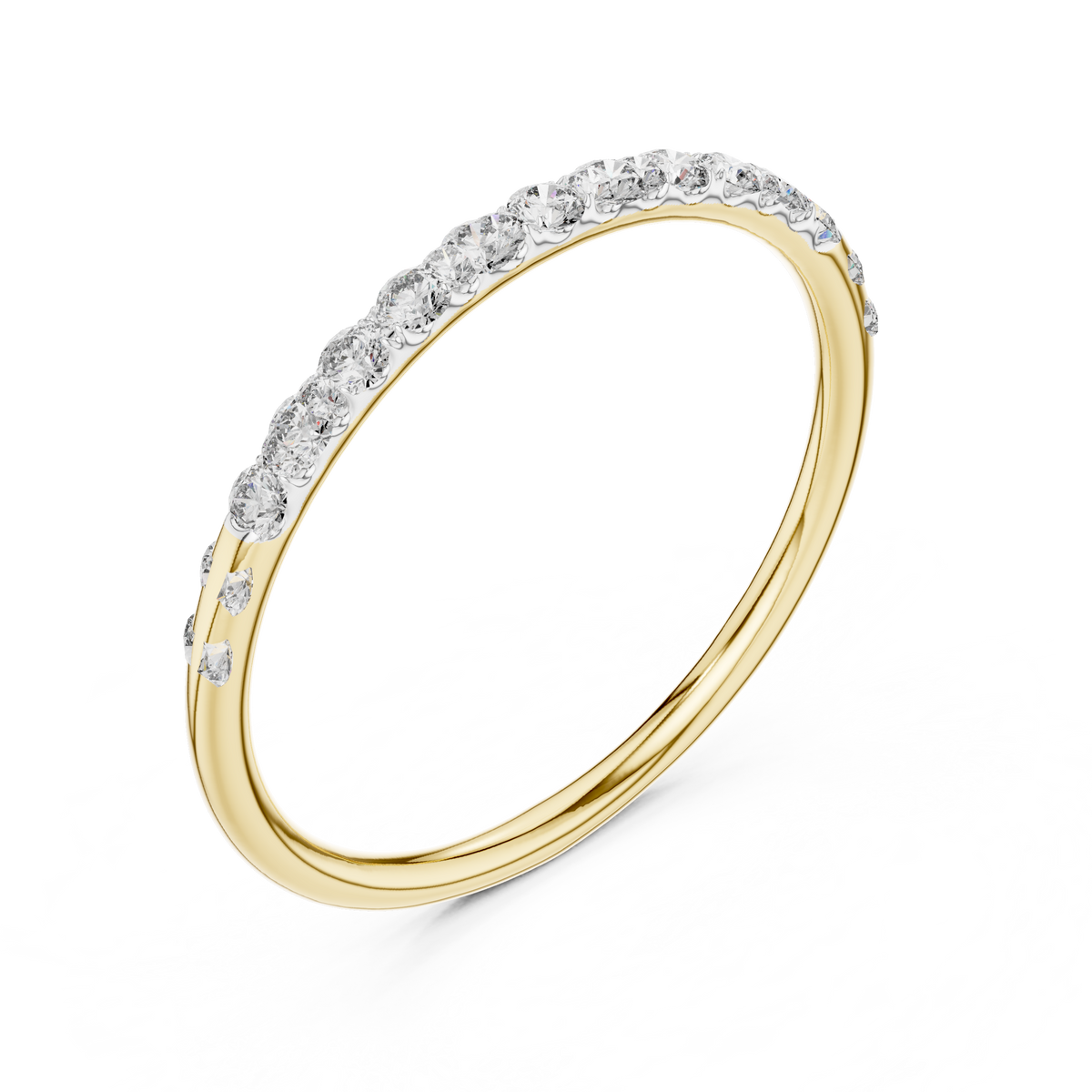 Dainty Pavé Moissanite Half Eternity Band in yellow 925 sterling silver, view 2