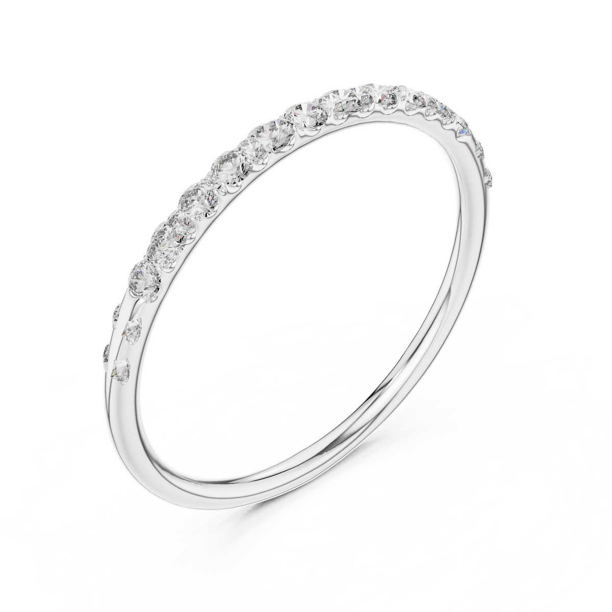 Dainty Pavé Moissanite Half Eternity Band in white 925 sterling silver, view 2