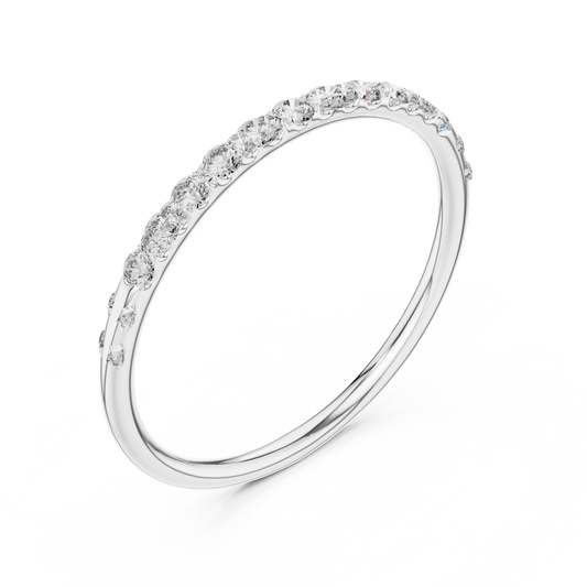 Dainty Pavé Moissanite Half Eternity Band in white 925 sterling silver, view 2