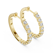 Moissanite bar set hoop earrings in yellow 925 sterling silver, view 2