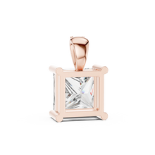 Princess Cut Solitaire Moissanite Pendant in rose 925 sterling silver, view 4