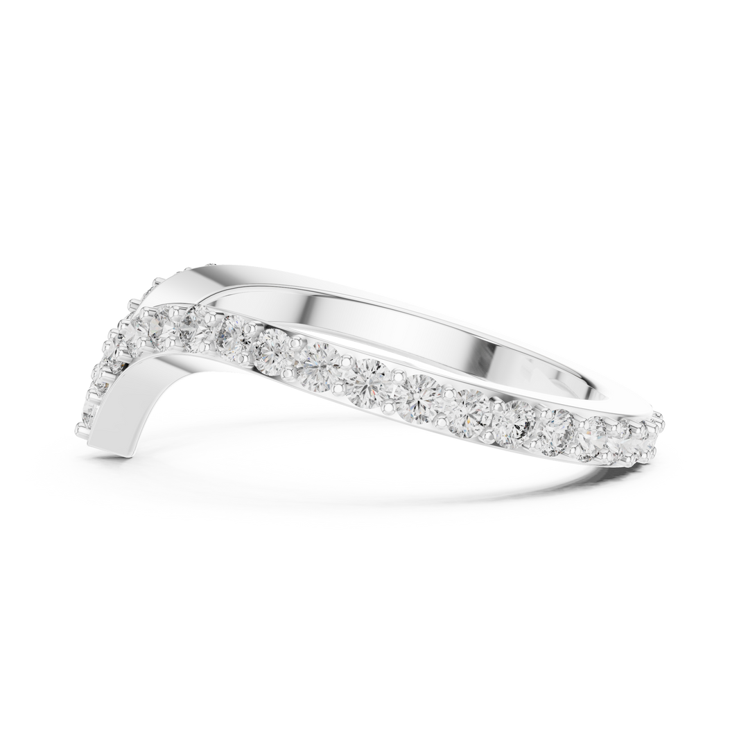 Pavé Chevron Moissanite Ring in white 925 sterling silver, view 3