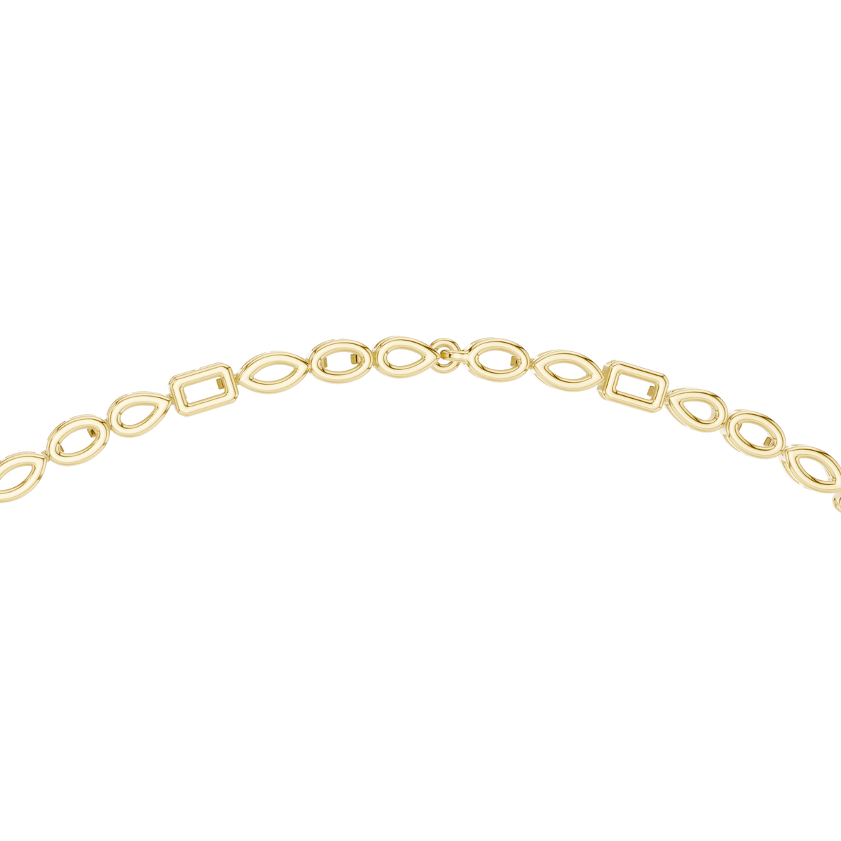 Mixed Shape Lariat Necklace in yellow 925 sterling silver, view 4
