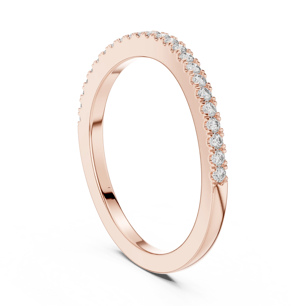 Round Moissanite Pavé Half Eternity Band in rose 925 sterling silver, view 1