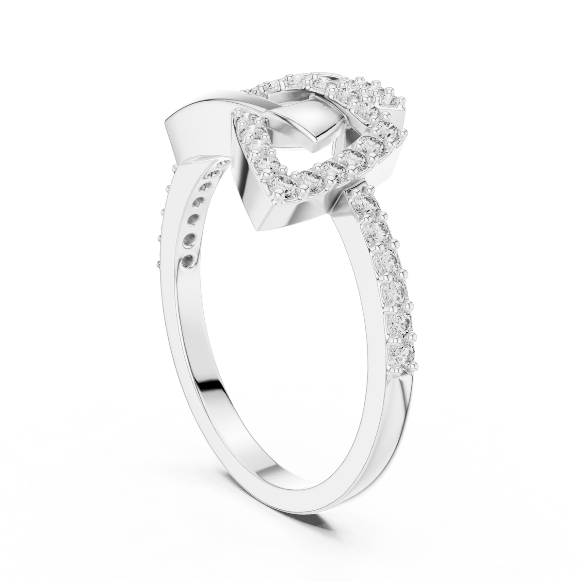 Interlocking Triangle Pavé Moissanite Ring in white 925 sterling silver, view 1