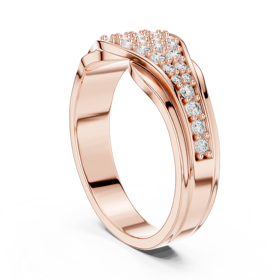 Pavé Crossover Moissanite Band in rose 925 sterling silver, view 1