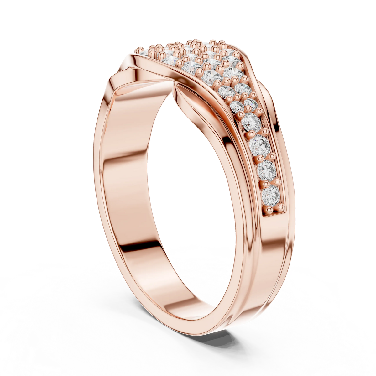 Pavé Crossover Moissanite Band in rose 925 sterling silver, view 1