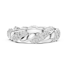 Twisted Rope Pavé Moissanite Eternity Band in white 925 sterling silver, view 3