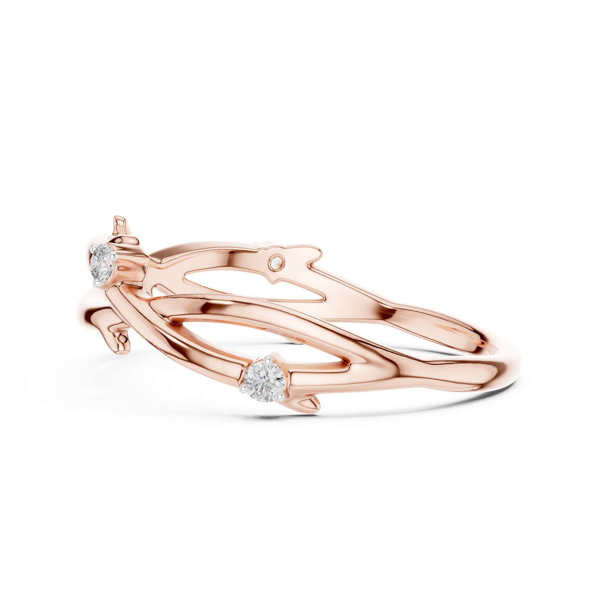 Twig Vine Moissanite Ring in rose 925 sterling silver, view 3