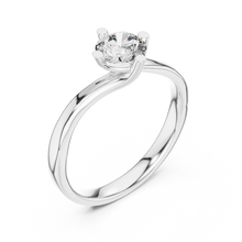 Round Solitaire Moissanite Bypass Twist Ring in white 925 sterling silver, view 2