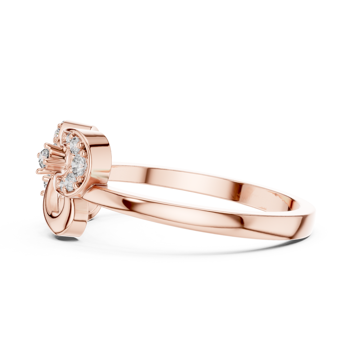 Infinity Loop Moissanite Ring with Collet Accents in rose 925 sterling silver, view 3