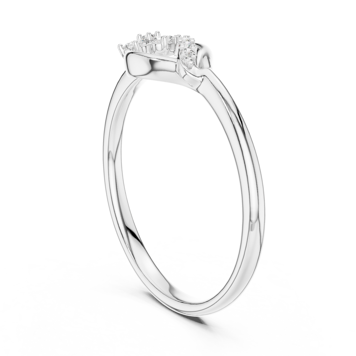 Flower Cluster Teardrop Bypass Moissanite Ring in white 925 sterling silver, view 1