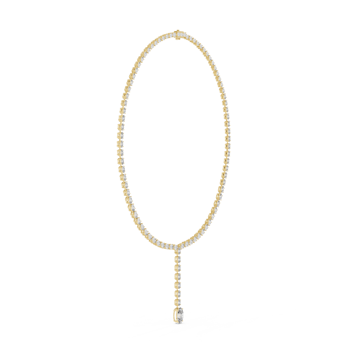 Graduated Oval Y Necklace in yellow 925 sterling silver, view 3