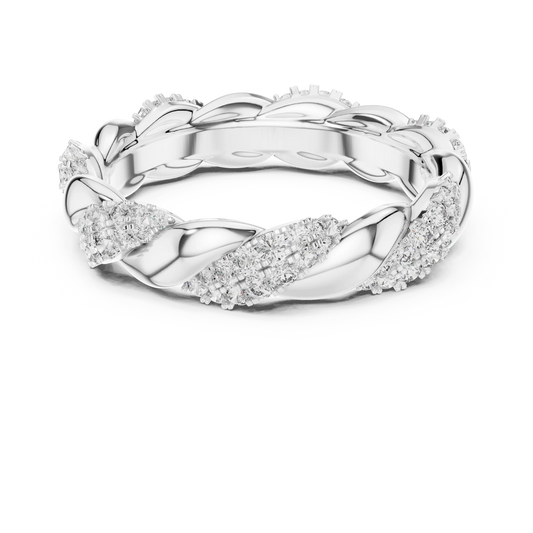 Twisted Rope Pavé Moissanite Eternity Band in white 925 sterling silver, view 4