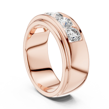 Five Stone Channel Set Moissanite Wide Band in rose 925 sterling silver, view 1