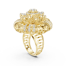 Flower Cluster Moissanite Cocktail Ring in yellow 925 sterling silver, view 1