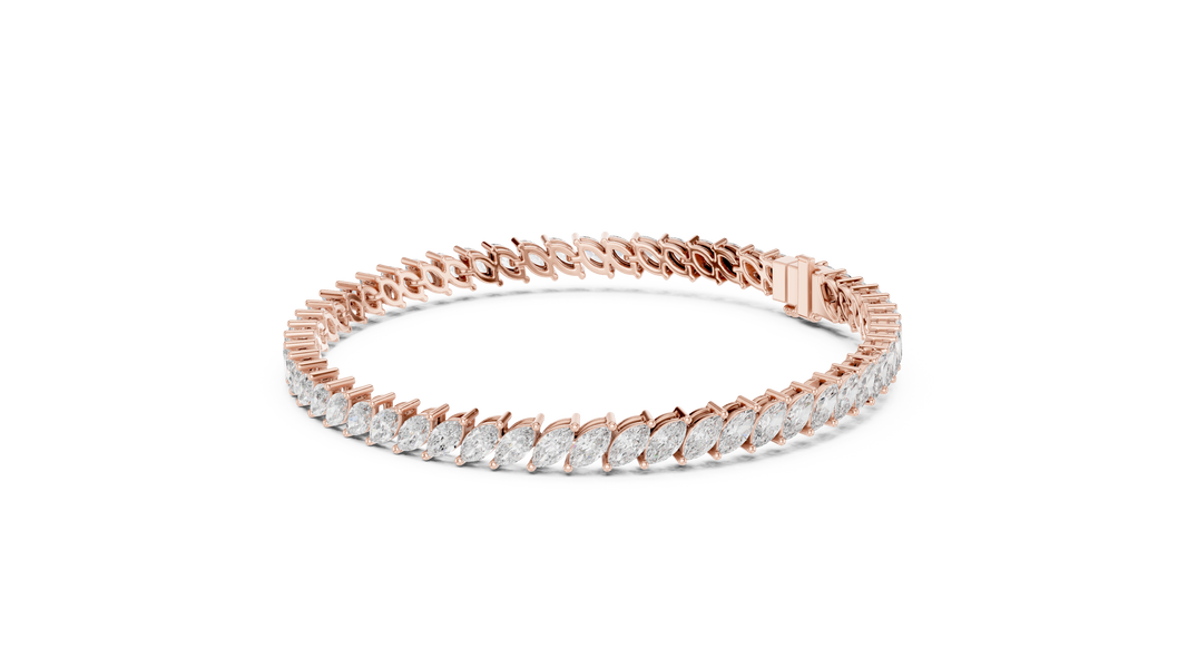 Marquise Moissanite Tennis Bracelet in rose 925 sterling silver, view 2