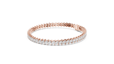 Marquise Moissanite Tennis Bracelet in rose 925 sterling silver, view 2