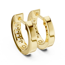 Moissanite channel set huggie earrings in yellow 925 sterling silver, view 3