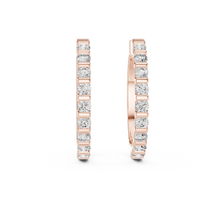 Moissanite bar set hoop earrings in rose 925 sterling silver, view 4