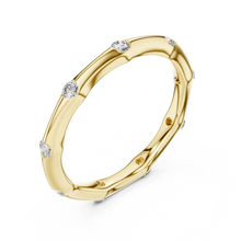 Bezel Station Moissanite Band in yellow 925 sterling silver, view 2
