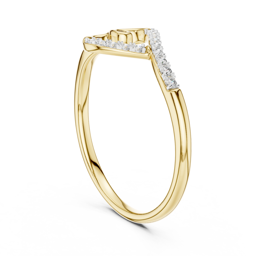 Open Heart Swirl Moissanite Ring in yellow 925 sterling silver, view 1