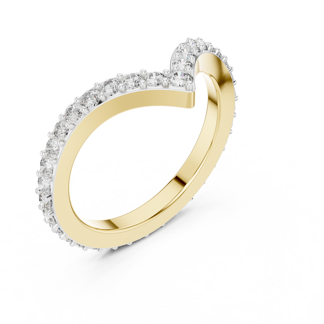 Pavé Chevron Moissanite Ring in yellow 925 sterling silver, view 2