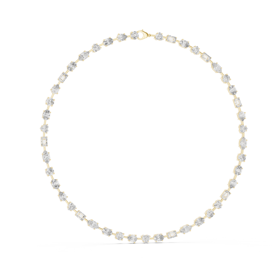 Mixed Shape Tennis Necklace in yellow 925 sterling silver, view 1