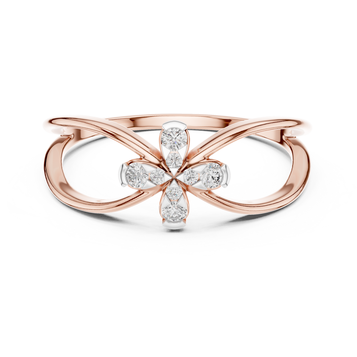 Infinity Flower Moissanite Ring in rose 925 sterling silver, view 4