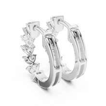 Heart moissanite huggie hoop earrings in white 925 sterling silver, view 3