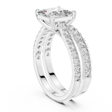 Princess Cut Moissanite Double Pavé Band Ring in white 925 sterling silver, view 1