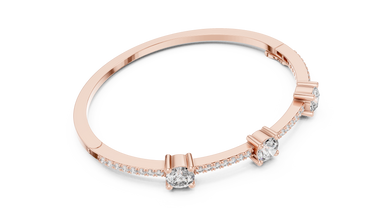Three Stone Moissanite Bangle in rose 925 sterling silver, view 3