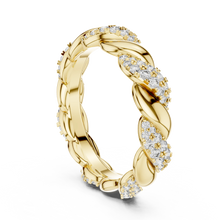 Twisted Rope Pavé Moissanite Eternity Band in yellow 925 sterling silver, view 1