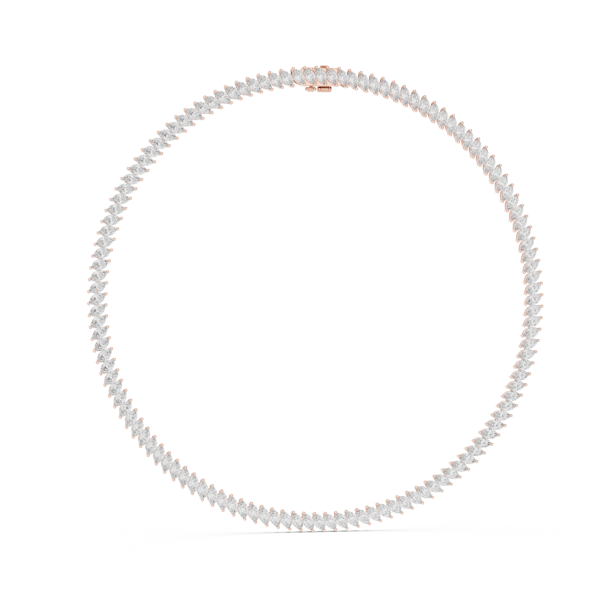 Marquise Tennis Necklace in rose 925 sterling silver, view 1