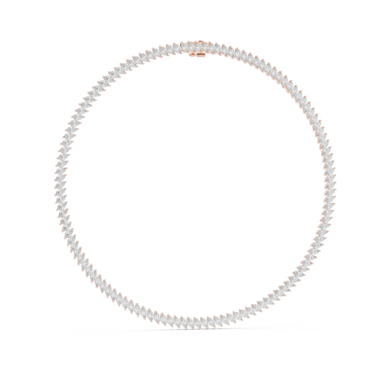 Marquise Tennis Necklace in rose 925 sterling silver, view 1